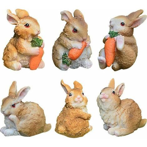 Figuritas de conejos de resina, adornos de jardín, conejos elegantes, decoración de Pascua, conejo de Pascua de resina, decoración de mesa, adornos para primavera o el hogar. (1/5)
