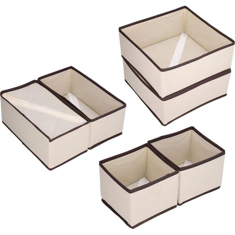 Lot de 6 boîtes de Rangement pour sous-vêtements, organisateurs de tiroirs Pliables, boîtes de Rangement pour vêtements, séparateurs de Placard en Tissu pour vêtements, Chaussettes (1/5)