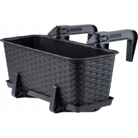 KADAX Balkontopf mit Untersatz, Pflanzkasten, 40cm, Anthrazit (1/5)