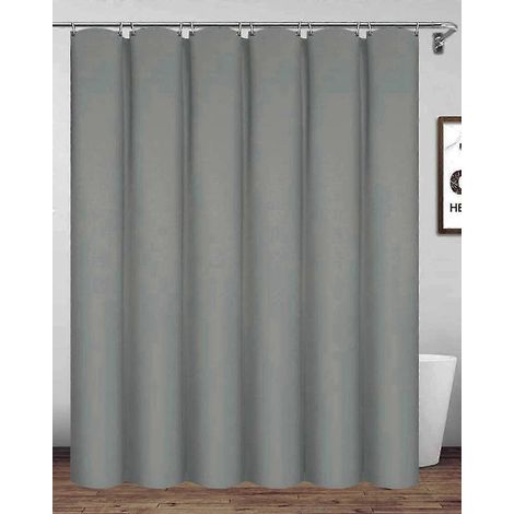 Rideau de douche 180 x 180 cm, rideau de salle de bain imperméable en polyester avec crochets, gris clair (1/5)