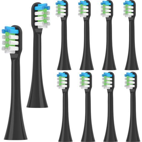 Tête de brosse de rechange adaptée aux brosses à dents Lächen, paquet de 10 brosses de rechange adaptées à la brosse à dents électrique sonique Olybo, têtes de brosse-noires (1/5)