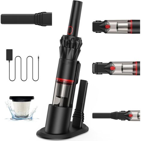 Potente aspirapolvere portatile senza fili H2 – Ultraleggero (0,5 kg), fino a 26 minuti di autonomia, filtro HEPA e setole in acciaio, accessorio 2 in 1 per auto, divano e casa (1/4)