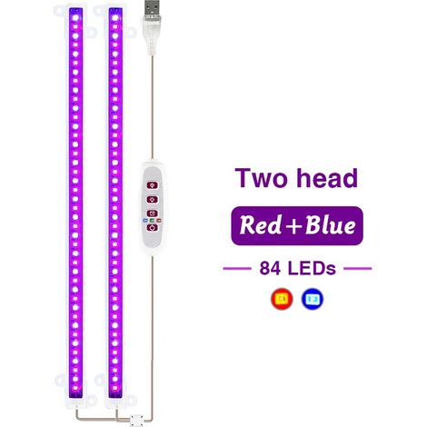 Lampes de croissance pour plantes Lampe de croissance LED (Bleu Rouge 2) Spectre complet USB 5V pour plantes d'intérieur, semis et serres (Fitolampy). (1/5)