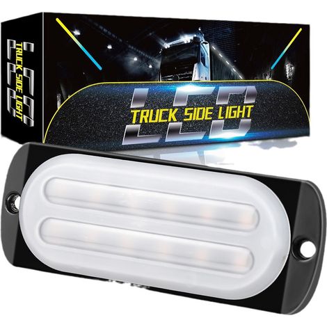 Balise Flash LED 12LED Guide de Lumière, Lampe Latérale Ultra Mince, Signalisation Avertissement 12-24V, 3030 LED 3.6W 300LM IP65, Multicolore, Mode Continu et Clignotant, pour Voiture 4x4 Camion Char (1/5)