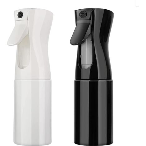 2 bouteilles mist spray 200 ml – vaporisateurs cheveux brume fine noires/blanches réutilisables