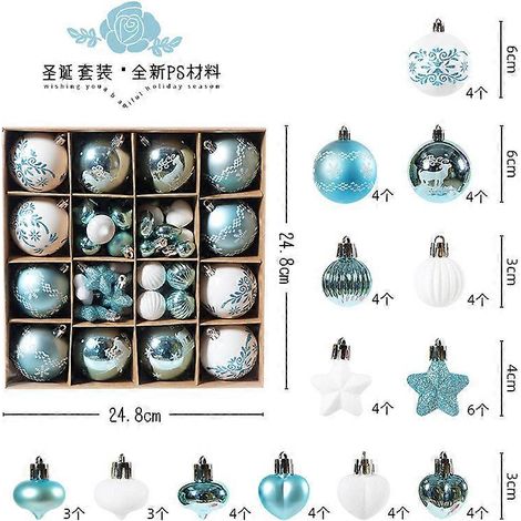 Flocons de neige peints pour Noël, décorations de Noël galvanisées, ornements pour sapin de Noël, boules de Noël, bleu et blanc (1/5)