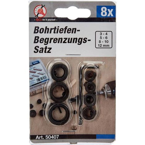Kit de Limitation de Prof. de Perçage 8 pcs - Accessoires Précis et Polyvalents, Acier - D-Work