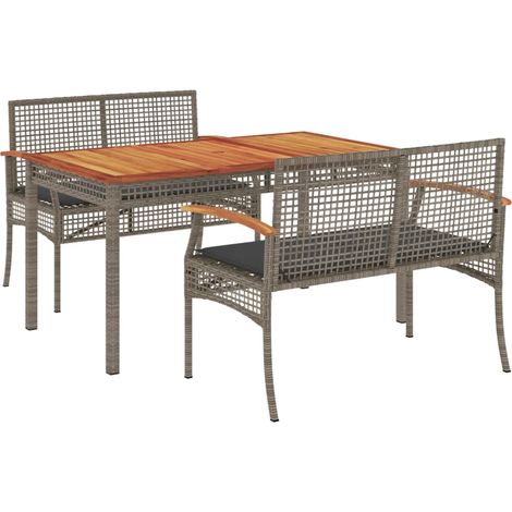 Ensemble à manger de jardin 3 pcs,Salon de jardin coussins gris résine tressée CFW20956 (1/5)