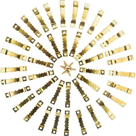 50 festons + 100 vis - Or - Kit de fixation pour tableaux en acier inoxydable, crochets pour tableaux, crochets pour miroirs, assortiment P- (1/4)