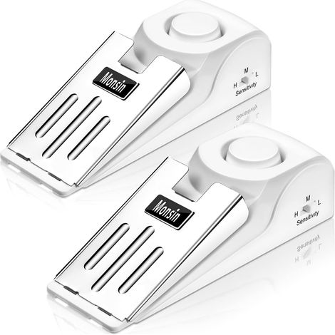 Lot de 2 butées de porte avec alarme de sécurité de 120 dB pour voyage, appartement, maison (1/5)