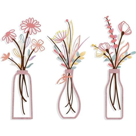 Ensemble de 3 fleurs murales en métal, décoration rustique style ferme, art mural en métal, fleurs noires minimalistes, décoration murale à thème naturel pour la maison, chambre (1/5)