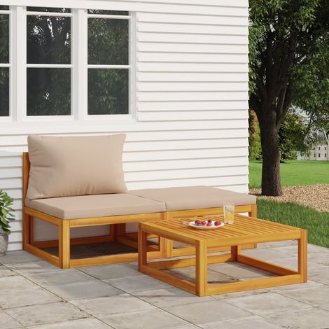3 pcs Salon de jardin Salon d'extérieur Ensemble Meuble de Jardin Mobilier d'Extérieur avec coussins bois massif d'acacia XFNRX975393 (1/5)