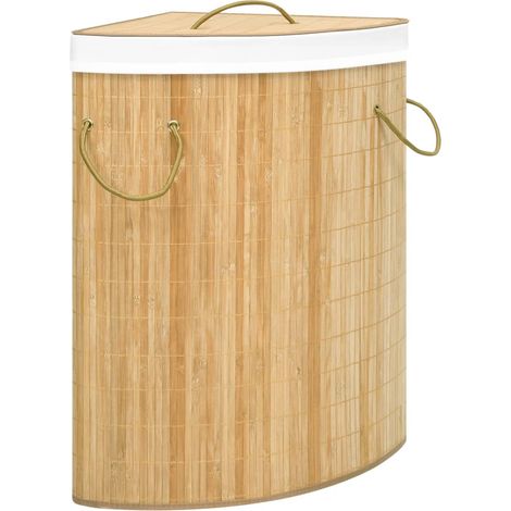 Eck-Wäschekorb Bambus 60 L
