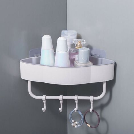 Étagère de douche d'angle SUNSIOM, fixation murale, rangement de salle de bain, organisateur, gain de place, pour shampoing, savon, articles de toilette (1/5)
