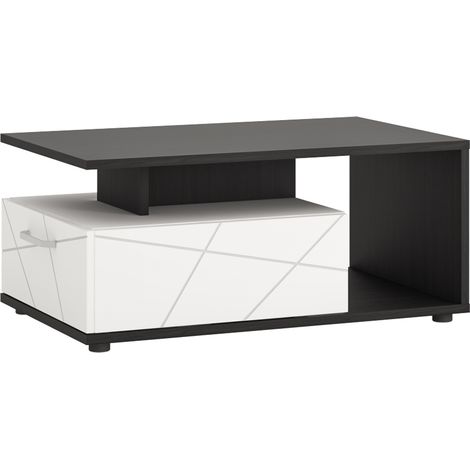Couchtisch in weiß Hochglanz mit Eiche schwarz, VISALIA-129 (1/4)