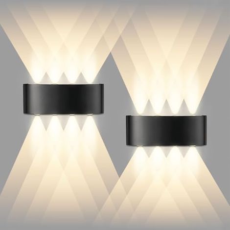 2 LED Wall Lights 8 W 3000 K IP65 Black (1/5)