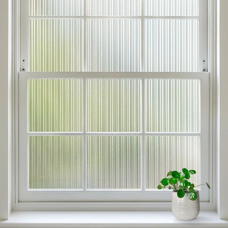 Film de confidentialité pour fenêtre en verre rainuré, film de fenêtre givré non adhésif, décoration d'isolation thermique anti-ultraviolet, adapté au salon de salle de bain, 45 cm × 200 cm (1/5)
