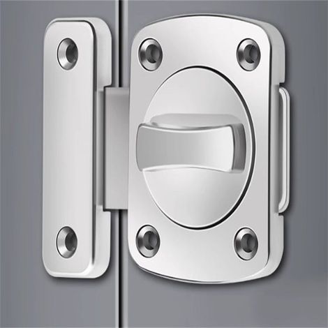 Serratura universale per porta della camera da letto - Sicurezza - Modello a vite (viti incluse) Argento Lunghezza 6,45 cm Extra Large (1/3)