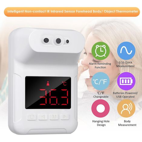 Thermomètre frontal sans contact avec capteur infrarouge et affichage LED pour la mesure de la température en °C/