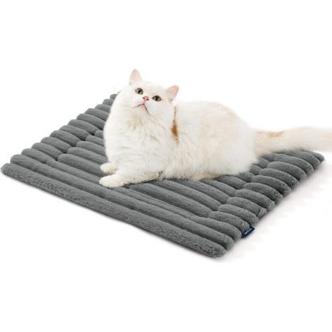 Tapis de lit auto-chauffant pour chien - Couverture chaude en polaire lavable pour chat avec fond antidérapant, petit matelas de cage pour chien pour chiot et chat, 61 x 46 cm, gris (1/4)