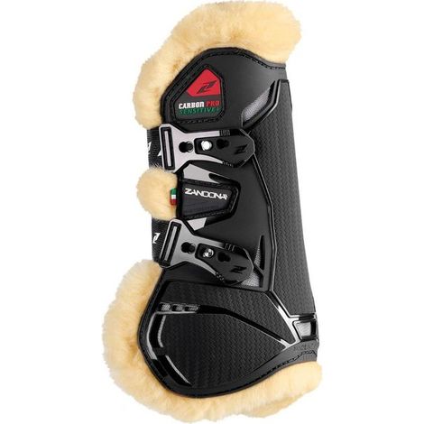 full, Nero: Carbon pro sensitive più  paratendini per cavalli con inserti in carbonio e lana merino