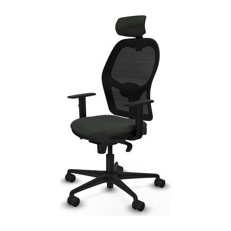 Piqueras y Crespo Silla para Trabajar Regulable Jorquera con Respaldo Fijo, cabecero 2D, Apoyo Lumbar 1D, Brazos 1D, Mecanismo sincro 5 Posiciones, 120 Kg, 24 Horas, Transpirable y cómoda