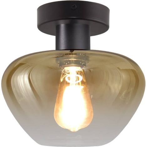 Plafonnier Genua noir avec verre doré Ø 24cm - 5970-05-05-24 (1/3)
