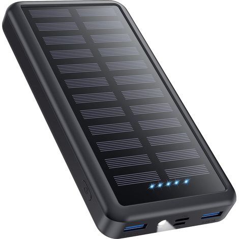 Batterie Externe USB C 26800mAh Solaire Power Bank 15W PD 3.0A Charge Rapide Portable Chargeur Solaire avec LED Lampe de Poche Batterie Portable Compatible avec 17 16 15 Tablette et Camping (1/5)