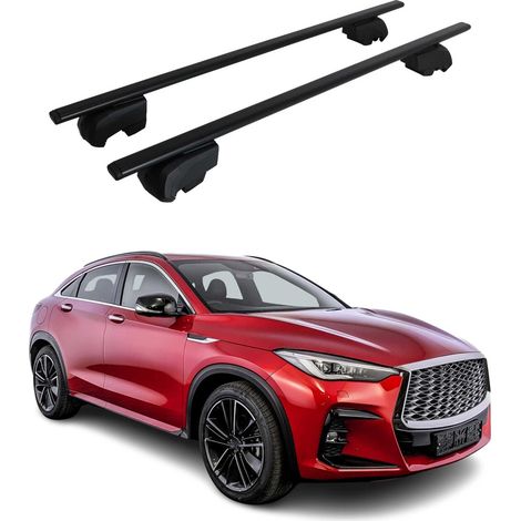 OMAC Dachtrager Quertrager für Infiniti QX55 2022-2025 – City Crash getestet – ISO PAS 11154:2006 – Abschliessbar – Max 75 kg – 2 Stangen Stahl Schwarz (1/5)