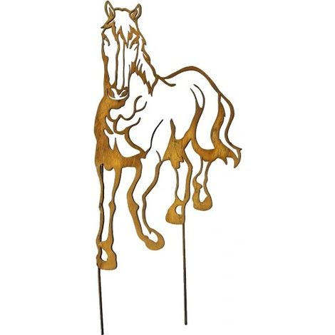 Cavallo in metallo 4 Decorazione Ornamento da giardino Animale effetto ruggine Corten