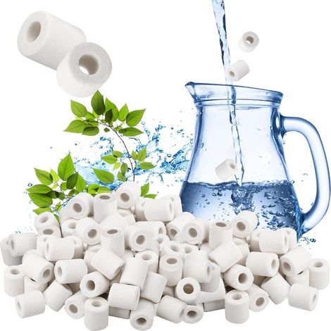 55 Perles de Céramique Blanc EM Filtre Eau du Robinet,Anti-Calcaire 100% Naturel,Réutilisable,Billes Filtration Chlore,Filtre Eau Naturel,Billes Filtration,Purification Eau,Carafe, Bouilloire (1/5)