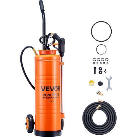 VEVOR Pulverizador Industrial Capacidad de 17 L, Pulverizador de Hormigón de Acero Inoxidable con Mango Ergonómico y Carro Extraíble, Presión 25-60 PSI, 2 Boquillas de Latón, para Construcción (1/5)