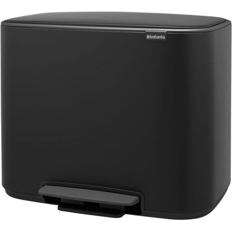 poubelle à pédale 11 + 23 l matt black - bo - brabantia