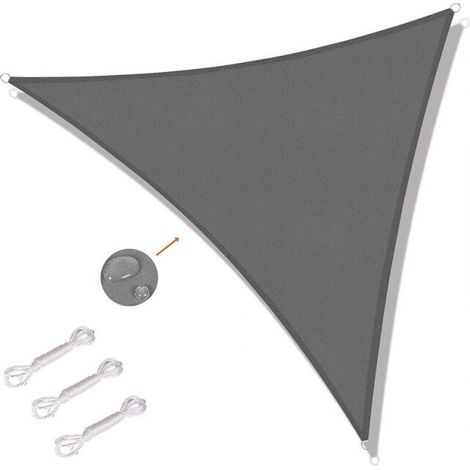 EASYCOMFORT Gris - 4 x 4 x 4 m Voile d'Ombrage Triangulaire Toile d'Ombrage Protection UV pour Extérieur, Terrasses, Jardins (1/5)