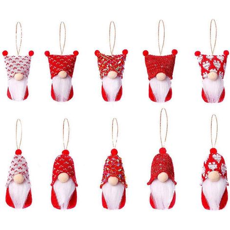 Weihnachtsbaum-Gnome, 10er-Set, schwedische handgefertigte Plüsch-Gnome