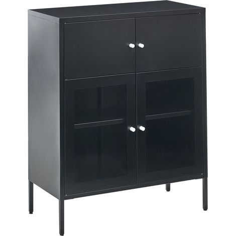 Sideboard mit Glastüren ESHOLT Metall 80 cm Schwarz