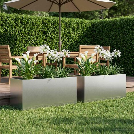 Cache-pot de jardin 2 pc Argenté 100 x 40 x 40 cm (1/5)