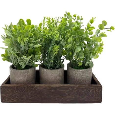 Centre de table, Ensemble de fleurs artificielles, Pots décoratifs, Faux Eucalyptus (1/2)