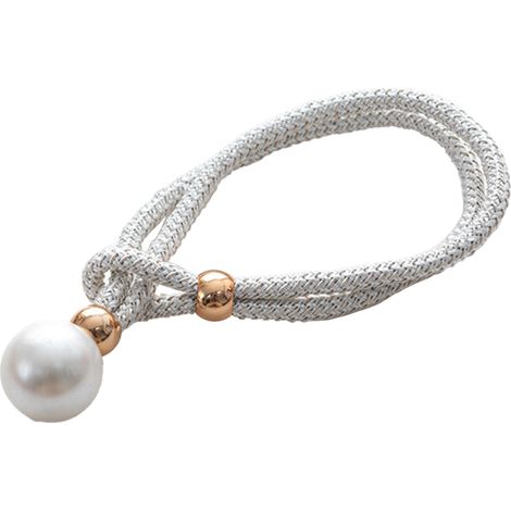2 pièces attaches rideau perles fines nœud argent blanc pour salon décoration fenêtre (1/5)