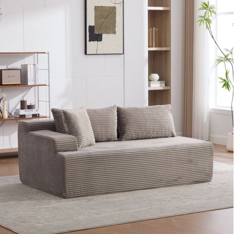Sofá modular (34.0x33.0x109.0 cm), de chenilla, con chaiselongue, acolchado suave, gris (1/5)