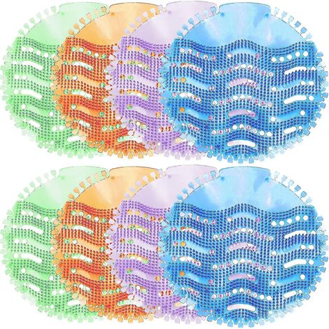 Tapis de pulvérisation pour urinoirs, désodorisants pour urinoirs, 8 pièces (bleu, vert, violet, orange) (1/5)