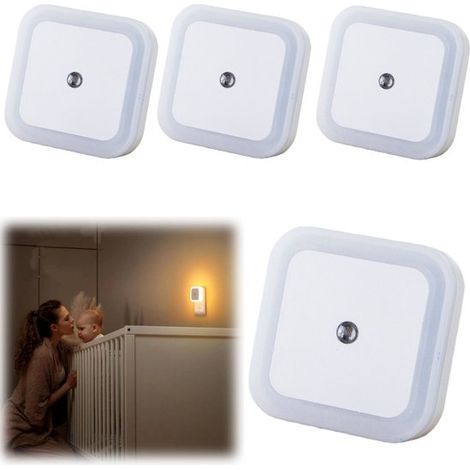 Veilleuse 4 pièces Applique murale Veilleuse pour chambre d'enfant Ampoule LED à économie d'énergie (Blanc 6464mm) (1/5)