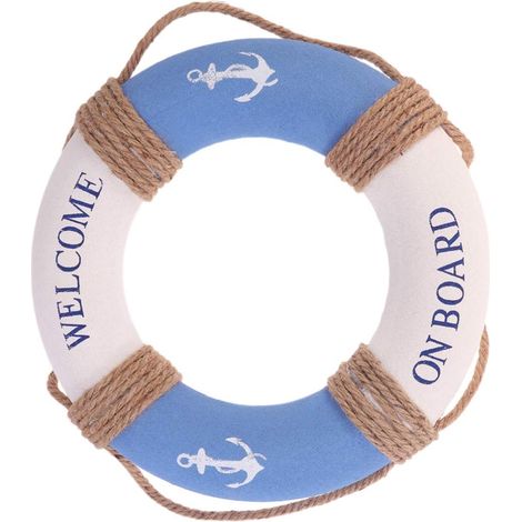Bouée de Sauvetage Décorative Marine Nautique Décoration Suspendu Mural pour Porte Bar(Ancre de Fer Bleu) (1/5)
