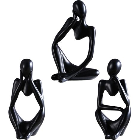 【Statue décoration résine】 【Bohème】 【Set de 3 penseurs】 【Gold】 Statue d'art abstrait, résine dorée, 13x8 cm et 12x6 cm, 110 g, cadeau philosophique pour maison, bureau, Noël, anniversaire. (1/5)