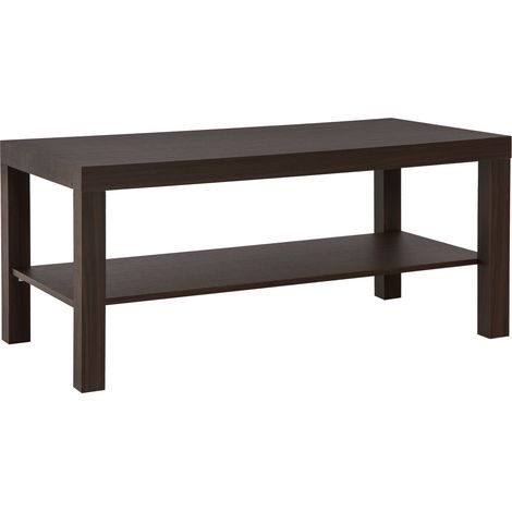 Table basse rectangulaire en bois avec étagère de rangement 90x45x44,5 cm