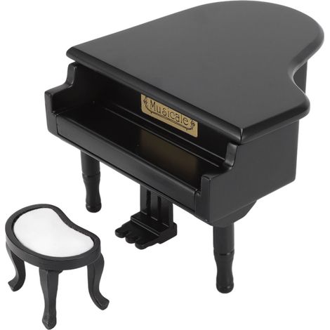 Puppenhaus-Klavier im Maßstab 1:12 mit Spieluhr, einfache Bedienung, robustes Miniatur-Klavier mit Klavierbank zur DIY-Dekoration (1/5)