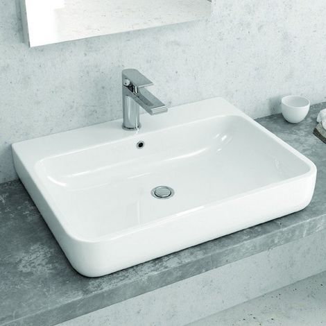 Lavabo semi incasso rettangolare bianco  Litos-460 kamalu