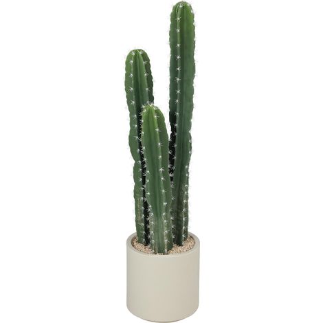 Cactus artificiel, grand modèle (95 cm), avec pot, aspect réaliste, pour la maison ou le bureau, vert