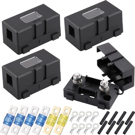 4Pcs Midi Fuse Holders with 60A, 10A, 120A and 8 Terminals, Fuse Box for Cars, Trucks and Vehicles, Style B (1/5)