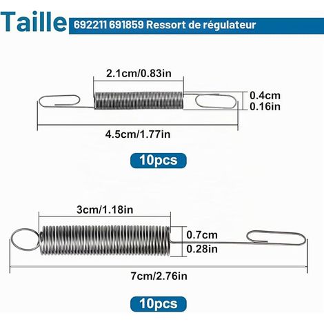 sourcing map Tension Spring Tension Spring Extension Springs 0.9mm Wire Dia, 10mm OD, 120mm Free Length Spring Steel Small Double Hook (1/4)
